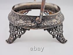 Victorian Silver Plated Brides Basket w Harrach HAND PAINTED Art Glass Bowl UV+ Victorian Silver Plated Brides Basket w Harrach HAND PAINTED Art Glass Bowl UV+