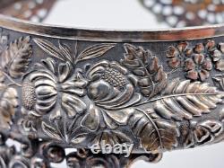 Victorian Silver Plated Brides Basket w Harrach HAND PAINTED Art Glass Bowl UV+ Victorian Silver Plated Brides Basket w Harrach HAND PAINTED Art Glass Bowl UV+