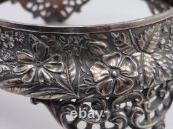 Victorian Silver Plated Brides Basket w Harrach HAND PAINTED Art Glass Bowl UV+ Victorian Silver Plated Brides Basket w Harrach HAND PAINTED Art Glass Bowl UV+