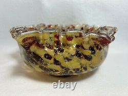 Victorian Splatter Tortoise Shell Art Glass Brides Basket-Monarch Silver Plate