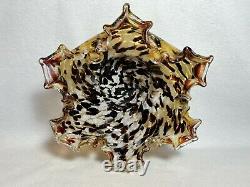 Victorian Splatter Tortoise Shell Art Glass Brides Basket-Monarch Silver Plate