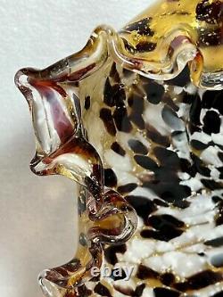 Victorian Splatter Tortoise Shell Art Glass Brides Basket-Monarch Silver Plate