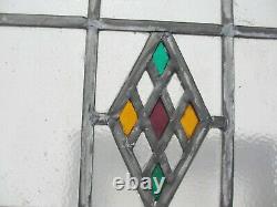 Victorian Stained Glass Window Panel Antique Vintage Old Art Deco Wooden 26x20