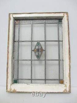 Victorian Stained Glass Window Panel Antique Vintage Old Art Deco Wooden 26x20