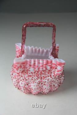 Victorian Steven's and Williams Pink & White Art Glass Basket with Thorn Handled