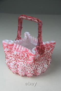 Victorian Steven's and Williams Pink & White Art Glass Basket with Thorn Handled