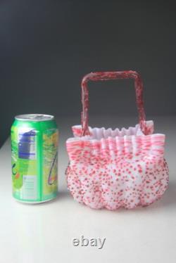Victorian Steven's and Williams Pink & White Art Glass Basket with Thorn Handled