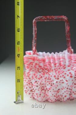 Victorian Steven's and Williams Pink & White Art Glass Basket with Thorn Handled