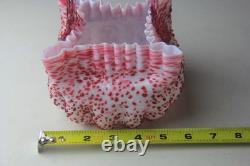 Victorian Steven's and Williams Pink & White Art Glass Basket with Thorn Handled