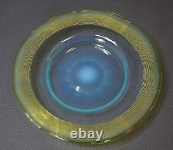 Victorian Stevens&Williams Art Glass Finger Bowl&Plate Green Opaline Threaded