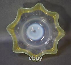 Victorian Stevens&Williams Art Glass Finger Bowl&Plate Green Opaline Threaded