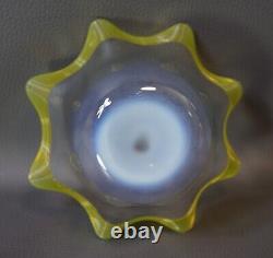 Victorian Stevens&Williams Art Glass Finger Bowl&Plate Green Opaline Threaded