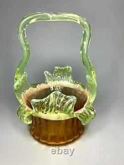 Victorian Stevens&Williams Uranium Vaseline Manganese Art Glass Bridal Basket