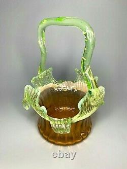 Victorian Stevens&Williams Uranium Vaseline Manganese Art Glass Bridal Basket