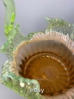 Victorian Stevens&Williams Uranium Vaseline Manganese Art Glass Bridal Basket