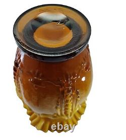 Victorian Style Fused Cased Glass Vase amber Yellow Ruffled Edge