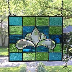 Victorian Style Stained Glass Window Beveled Panel Suncatcher, 10x12