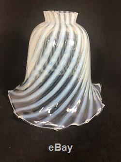 Victorian Swirl OPALESCENT Art Glass Lamp Shade With Ruffled Rim (10D)
