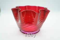 Victorian Swirled Cranberry Art Glass Shade Victorian Swirled Cranberry Art Glass Shade