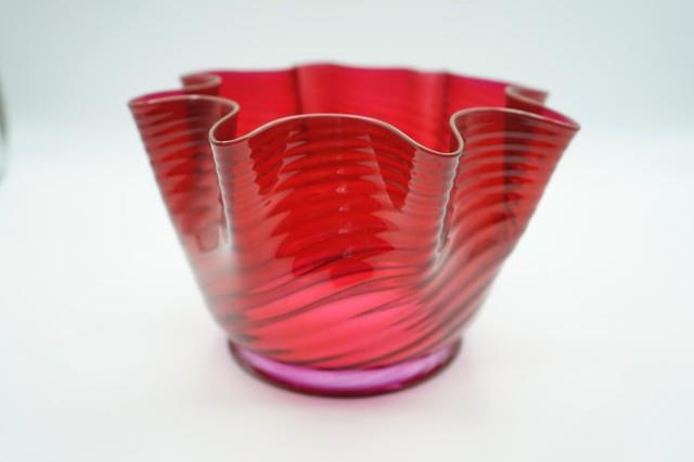 Victorian Swirled Cranberry Art Glass Shade