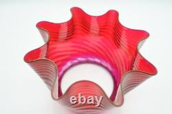 Victorian Swirled Cranberry Art Glass Shade Victorian Swirled Cranberry Art Glass Shade