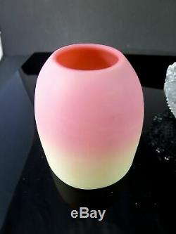 Victorian THOMAS WEBB Burmese Glass Peach Blow CLARKE'S PYRAMID FAIRY LAMP