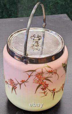 Victorian Thomas Webb & Sons Queens Burmese Ware Sunset Glass Biscuit Barrel