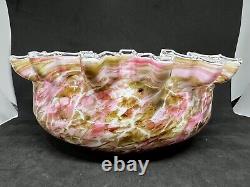 Victorian Tortoise Shell Swirl Spatter Art Glass Centerpiece Bowl 10