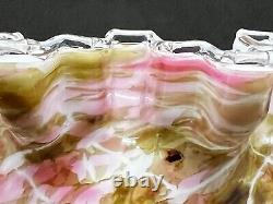 Victorian Tortoise Shell Swirl Spatter Art Glass Centerpiece Bowl 10