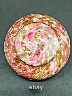 Victorian Tortoise Shell Swirl Spatter Art Glass Centerpiece Bowl 10