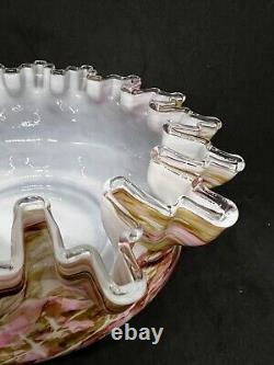 Victorian Tortoise Shell Swirl Spatter Art Glass Centerpiece Bowl 10