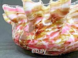 Victorian Tortoise Shell Swirl Spatter Art Glass Centerpiece Bowl 10