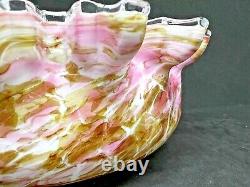 Victorian Tortoise Shell Swirl Spatter Art Glass Centerpiece Bowl 10