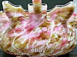 Victorian Tortoise Shell Swirl Spatter Art Glass Centerpiece Bowl 10