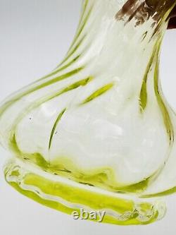 Victorian Uranium Glass Vase Jack In The Pulpit Pink Edge Swirl Optic Pattern