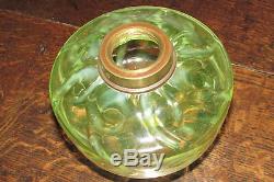 Victorian Vaseline Art Nouveau glass oil lamp font bowl