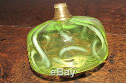 Victorian Vaseline Art Nouveau glass oil lamp font bowl