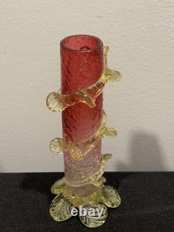 Victorian Vaseline Cranberry Uranium Glass Vase