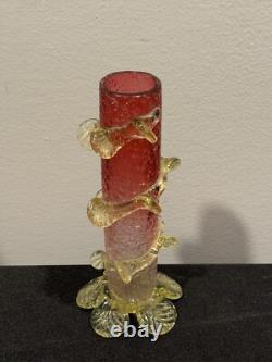 Victorian Vaseline Cranberry Uranium Glass Vase