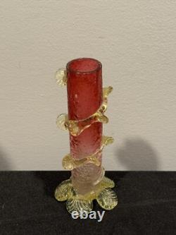 Victorian Vaseline Cranberry Uranium Glass Vase