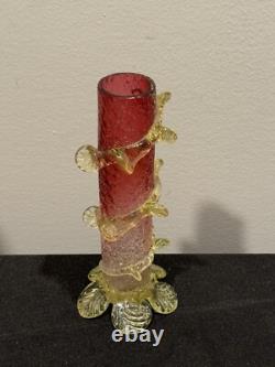 Victorian Vaseline Cranberry Uranium Glass Vase
