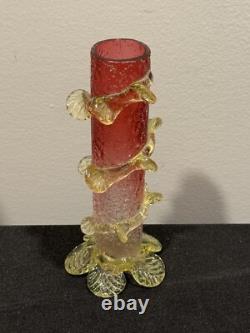 Victorian Vaseline Cranberry Uranium Glass Vase