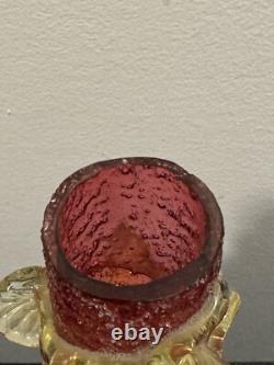 Victorian Vaseline Cranberry Uranium Glass Vase