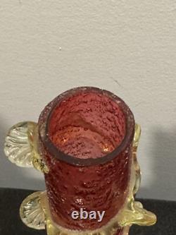 Victorian Vaseline Cranberry Uranium Glass Vase