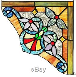Victorian Vibrant Tiffany Style Stained Glass Corner Window Panel 10 Home Decor