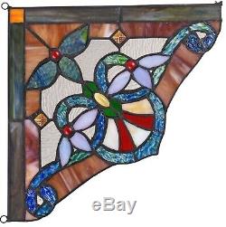 Victorian Vibrant Tiffany Style Stained Glass Corner Window Panel 10 Home Decor