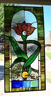 Victorian Water Lily Stained Glass Window (25 x 12)