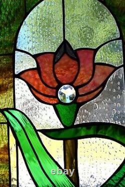Victorian Water Lily Stained Glass Window (25 x 12)