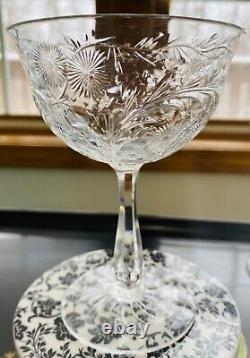 Victorian Webb Corbett Intricate Cut Champagne Glass WEC71 Elaborate Floral 6