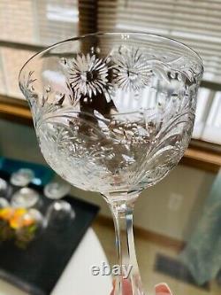 Victorian Webb Corbett Intricate Cut Champagne Glass WEC71 Elaborate Floral 6